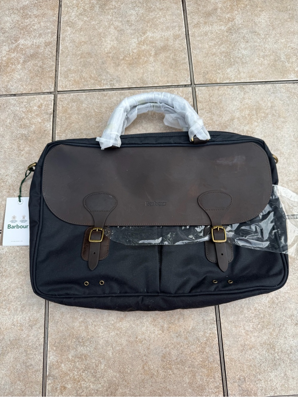 BARBOUR WAX LEATHER BRIEFCASE